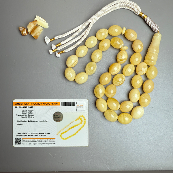 Premium Handmade  Amber Tasbih Misbaha Islamic Prayer Beads 13mm x 16mm  58.7g