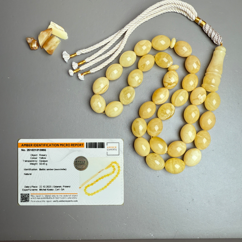Premium Handmade  Amber Tasbih Misbaha Islamic Prayer Beads 13mm x 16mm  58.7g