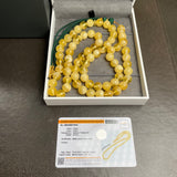 Handmade Yellow Amber Misbaha 10mm 48,99g 66 beads LAB certificate