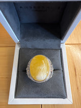 Baltic Amber Men’s Ring – 925 Sterling Silver, Handmade, Adjustable Size