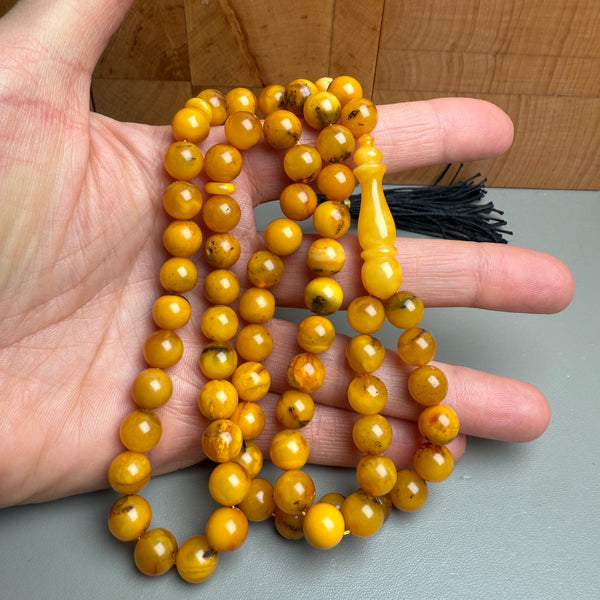 Handmade Antiq Amber Misbaha Tasbih Islamic Prayer Beads 8.8mm 29g