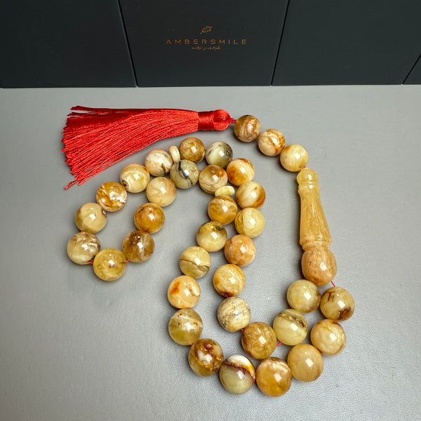 Handmade Oreo Amber Tasbih Misbaha Islamic Prayer Beads 13.4mm 56.8g
