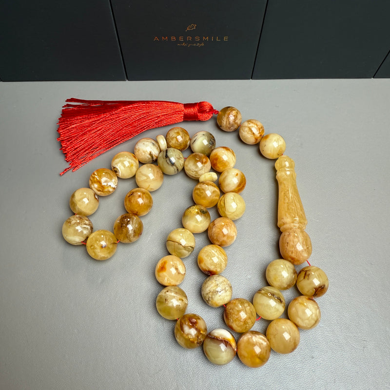 Handmade Oreo Amber Tasbih Misbaha Islamic Prayer Beads 13.4mm 56.8g