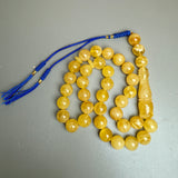 Handmade Yellow Amber Misbaha Tasbih Islamic Prayer Beads 12.2mm 42.6g