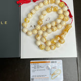Handmade White Amber Misbaha 11mm 42.5g 45 beads LAB certificate