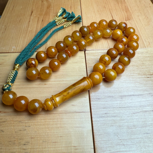 Handmade Antiq Amber Misbaha Tasbih Islamic Prayer Beads 13.3mm 55g