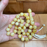 Handmade White Amber Misbaha Tasbih Islamic Prayer Beads 11.8mm 39.6g