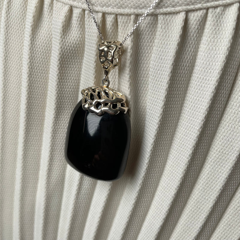 Natural Amber Pendant 925 Sterling Silver Made in Eu Baltic Gemstone 19g