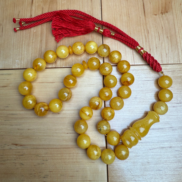 Handmade Antiq Amber Misbaha Tasbih Islamic Prayer Beads 12.5mm 49g