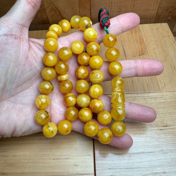 Handmade Antiq Amber Misbaha Tasbih Islamic Prayer Beads 12.2mm 44g