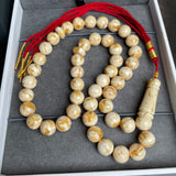Handmade White Amber Misbaha 10mm 30.33g 45 beads LAB certificate