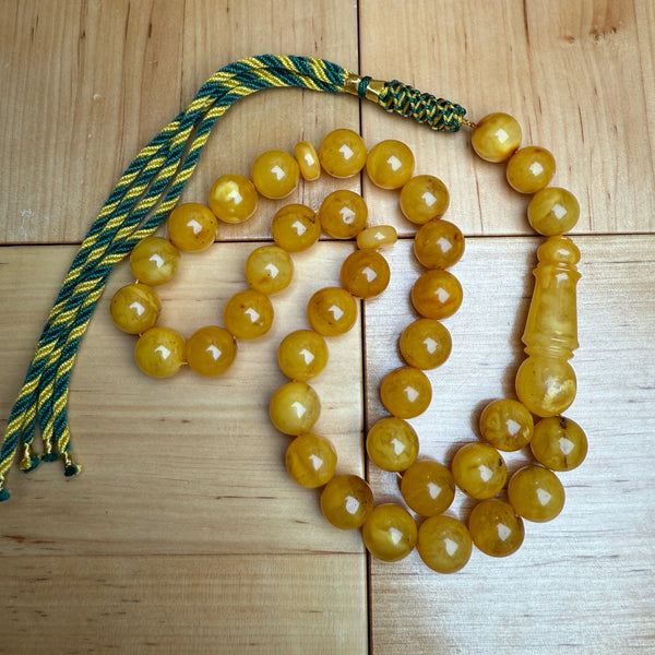 Handmade Antiq Amber Misbaha Tasbih Islamic Prayer Beads 12.2mm 44.5g