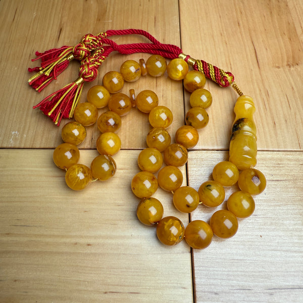 Handmade Antiq Amber Misbaha Tasbih Islamic Prayer Beads 11.7mm 39.5g