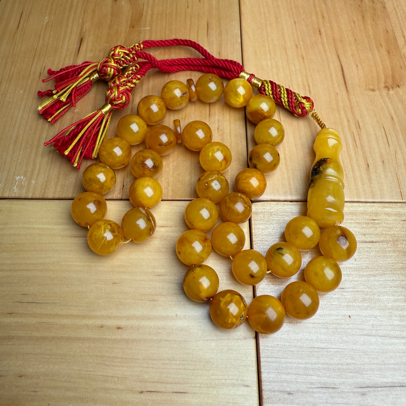Handmade Antiq Amber Misbaha Tasbih Islamic Prayer Beads 11.7mm 39.5g