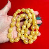 Premium Handmade Yellow Amber Tasbih Misbaha Islamic Prayer Beads 12mm x 16mm 59.5g