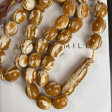 Handmade Honey White Amber Misbaha 13x15mm 64.20g 33 beads LAB certificate