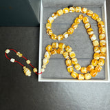 White Pressed Amber Style Misbaha Tasbih | 51.3g | 10×12mm | Islamic Prayer Beads