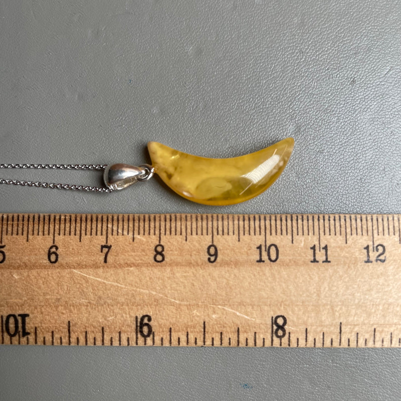 Natural Amber Pendant 925 Sterling Silver Made in Eu Baltic Gemstone 1.5g