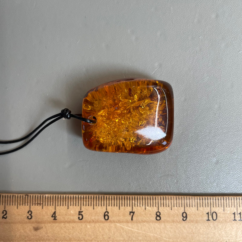 Vintage Natural Amber Pendant Made in EU Baltic Gemstone 12.5g Gift