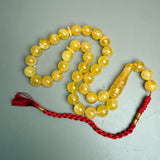 Handmade Yellow Amber Misbaha Tasbih Islamic Prayer Beads 12.1mm 40.2g
