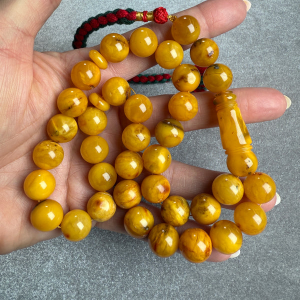 ANTIQ OLD AMBER MISBAHA 12.5mm 43.6g