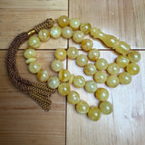 Handmade Y/W Amber Misbaha Tasbih Islamic Prayer Beads 12.2mm 43.9g
