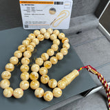 Handmade White Amber Misbaha 12mm 51,44g 45 beads LAB certificate