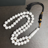 White Pressed Amber Style Misbaha Tasbih 38g | 10mm | 51 beads