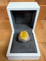 Baltic Amber Men’s Ring – 925 Sterling Silver, Handmade, Adjustable Size