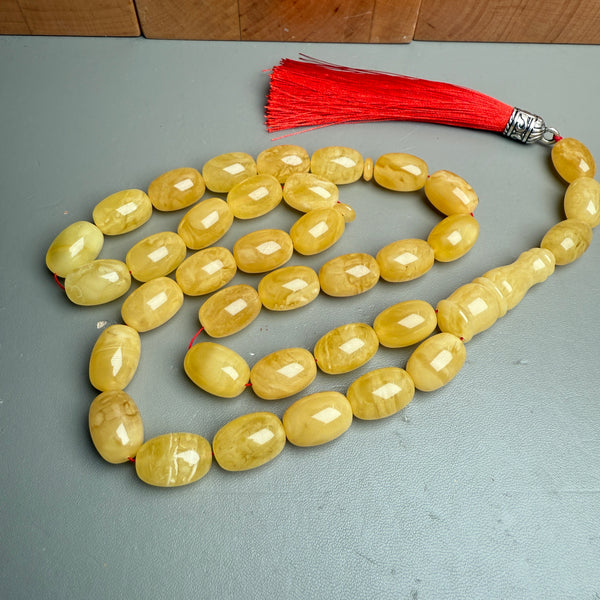 Amber Misbaha Tasbih Islamic Prayer Beads Handmade 11x16mm 52.5g