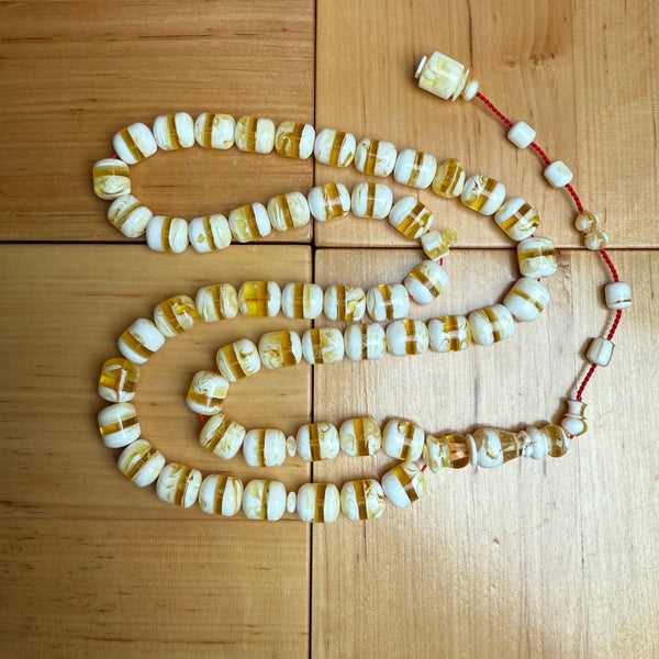 White Pressed Amber Style Misbaha Tasbih | 50.6g | 10×12mm | Islamic Prayer Beads