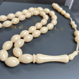 White Pressed Amber Style Misbaha Tasbih 21g | 8x12mm | 33 beads