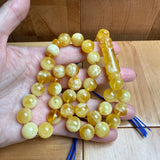 Handmade White Amber Misbaha Tasbih Islamic Prayer Beads 12mm 41.1g