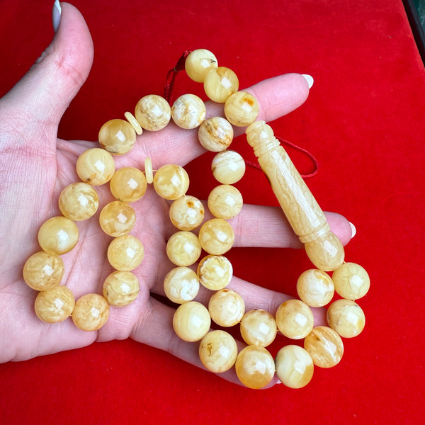 WHITE AMBER MISBAHA 13.6mm 59.3G