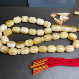 Natural Royal White Amber Misbaha Tasbih 33 Beads | 11x13mm | 45g