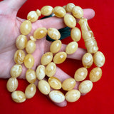 Premium Handmade White Amber Tasbih Misbaha Islamic Prayer Beads 13mm x 19mm 74.5g