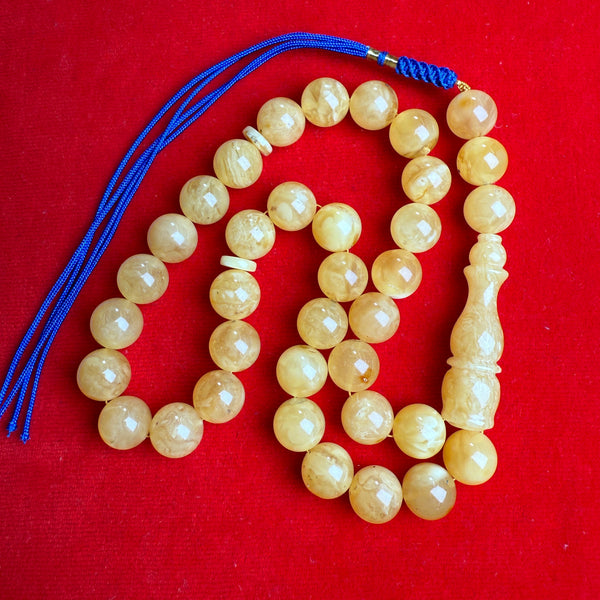 YELLOW WHITE AMBER MISBAHA 12.5mm 44.5g