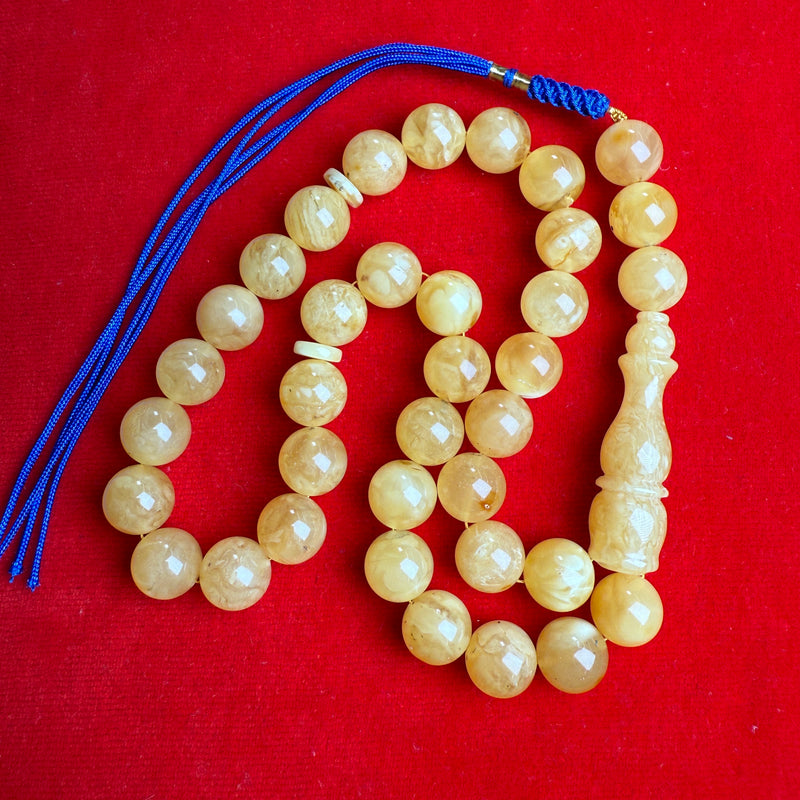 YELLOW WHITE AMBER MISBAHA 12.5mm 44.5g