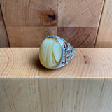 Baltic Amber Men’s Ring – 925 Sterling Silver, Handmade, Adjustable Size