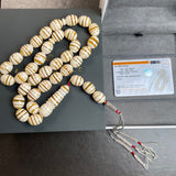 Handmade White Amber Misbaha 12x15mm 63.65g 33 beads LAB certificate