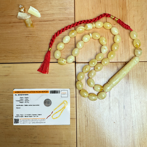 Authentic Premium Baltic Amber Tasbih Misbaha تسبيح Rosary Gift 9mm x 12mm 28.3g