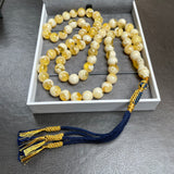 مسبحة يدوية الصنع من العنبر الأبيض العسلي | 10.8 مم | 49 غ | 66 حبة