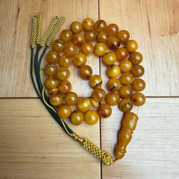Handmade Antiq Amber Misbaha Tasbih Islamic Prayer Beads 10.9mm 37.5g