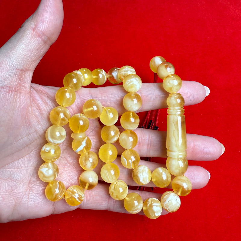 *EXCLUSIVE HONEY WHITE AMBER MISBAHA 11.5mm 37.5g