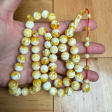 White Pressed Amber Style Misbaha Tasbih – 53 Beads 11mm – Islamic Prayer Beads