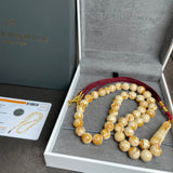 Handmade White Amber Misbaha 10mm 30.3g 45 beads LAB certificate