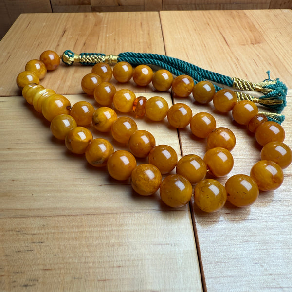 Handmade Antiq Amber Misbaha Tasbih Islamic Prayer Beads 12.3mm 43.5g