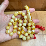 Handmade White Amber Misbaha Tasbih Islamic Prayer Beads 12.1mm 42.3g