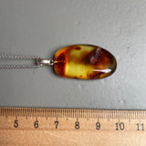 Natural Amber Pendant 925 Sterling Silver Made in Eu Baltic Gemstone 3.6g