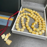 Honey White Amber Misbaha 57 Beads 12mm 63.5g